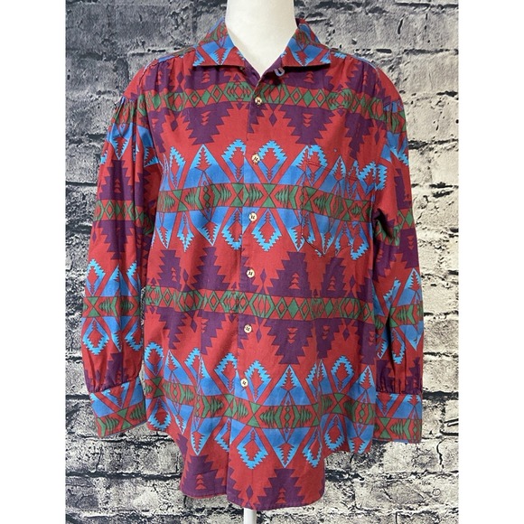 Vintage Country Shop Marshall Fields Womens Shirt 10 Southwest Aztec Retro Boho - Picture 7 of 11